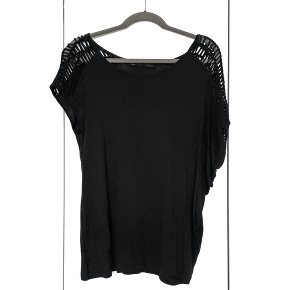 ALLSAINTS Simmo Drape Top, Black, Size XS - Picture 1 of 5